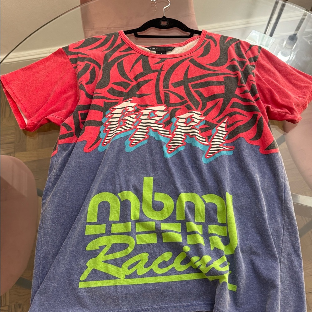 Marc By Marc Jacobs Red and Black Graphic Long Sleeve Tee
